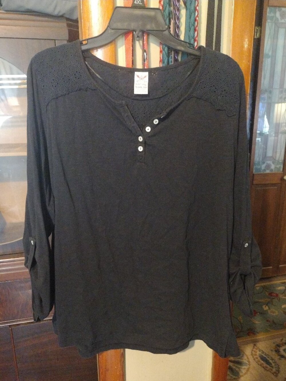 Faded Glory Shirt with Eyelet Embroidery